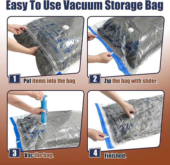 HIBAG Vacuum Storage Bags, 12 Jumbo Vacuum Seal Bags - Image 4
