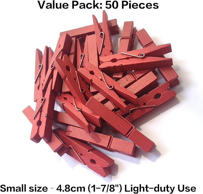 LWR CRAFTS Wooden Small Clothespins 1-7/8" 4.8cm 50 Pieces Per Pack - Image 3
