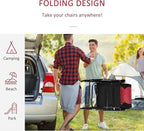 Outsunny Oversized Folding Rocking Camping Chair Set of 2, Padded Outdoor Rockers with High Back and Armrests, Portable Outdoor Patio Chairs with Steel Frame for Garden, Porch, Lawn, Red - Image 4