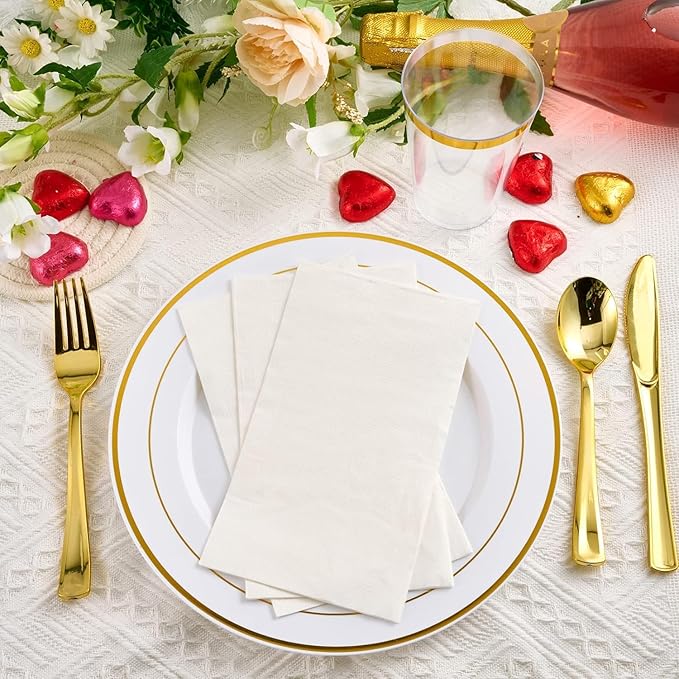 200 Pack Paper Napkins Disposable Guest Towels, Absorbent Paper Hand Towels - Image 3
