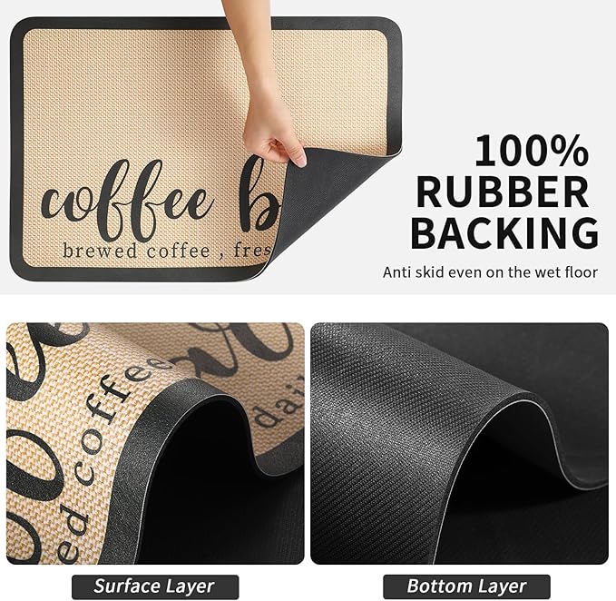 Coffee Mat - Absorbent Hide Stain Rubber Backed Dish Drying Mat - Image 6