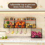 Fruit Basket for Kitchen with Lid, Counter&Wall Mounted Hanging Fruit Basket - Image 5