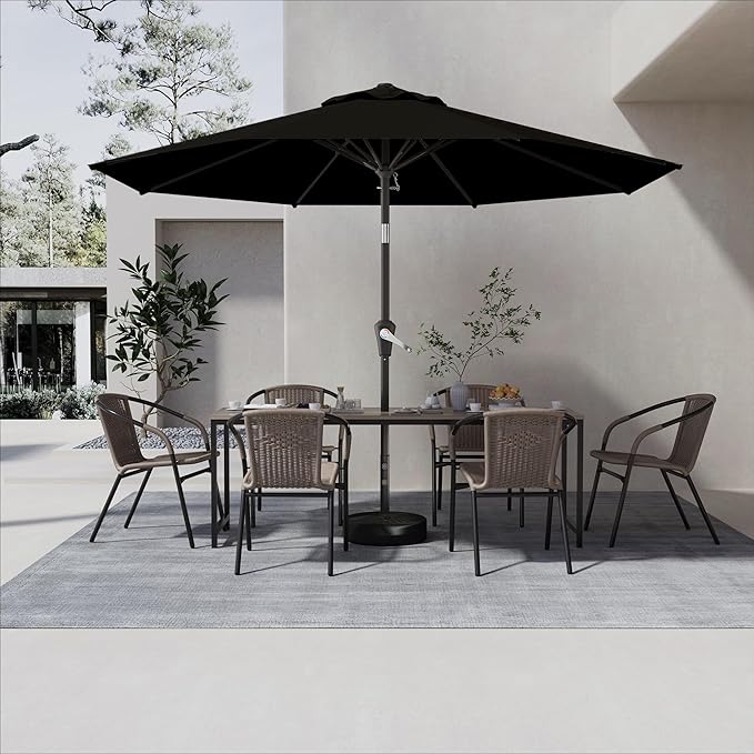 AreShark 9 FT Patio Umbrella for Outdoor, Outdoor Umbrella with Push Button Tilt and Crank, Outdoor Patio Umbrellas with 8 Sturdy Ribs for Market, Garden, Deck, Backyard, Pool (Classic Black) - Image 6