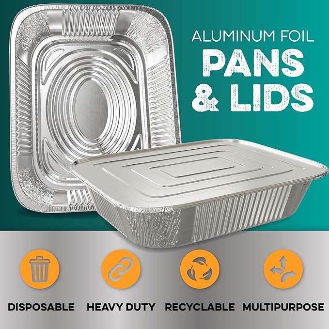 Aluminum Pans With Lids 9x13 Aluminum Foil Pans Trays With Lids - Image 3