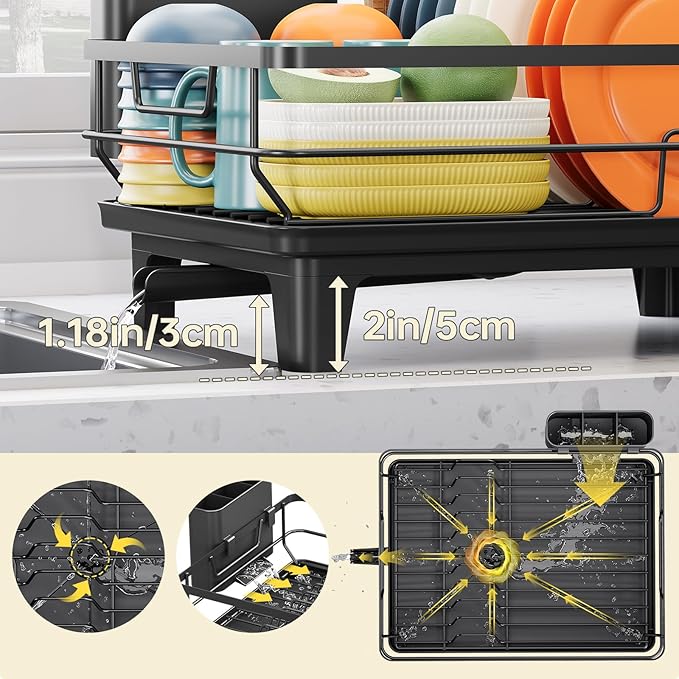TOOLF Space-Saving Dish Drying Rack, Sink Dish Drainer Rack, Dishes Strainer - Image 6