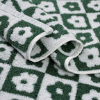 Jacquotha Cotton Hand Towels Green Checkered Floral - Image 6