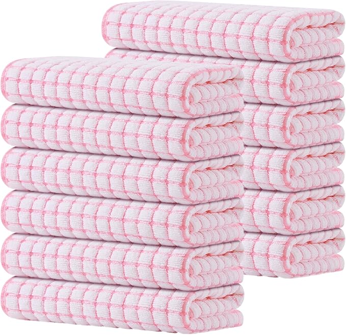 Kitinjoy Cotton 12 Pack Terry Kitchen Towels, 16 x 25 Inches Super Soft and by Kitinjoy