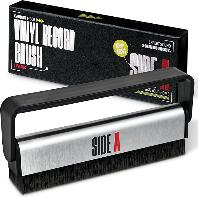 Side A Vinyl Record Brush with Soft Carbon Fibre Bristles, Anti-Static by StockYourHome