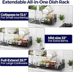 2 Tier Large Dish Drying Rack, Expandable Dish Rack - Image 2