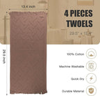 Boho Bathroom Decor Hand Towel 4 Pack 100% Turkish Cotton 14 x 30 Inch Boho - Image 3