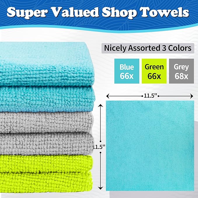 FIXSMITH Shop Towels, Microfiber Cleaning Cloth Bulk, 200 Pack Microfiber Towels - Image 2