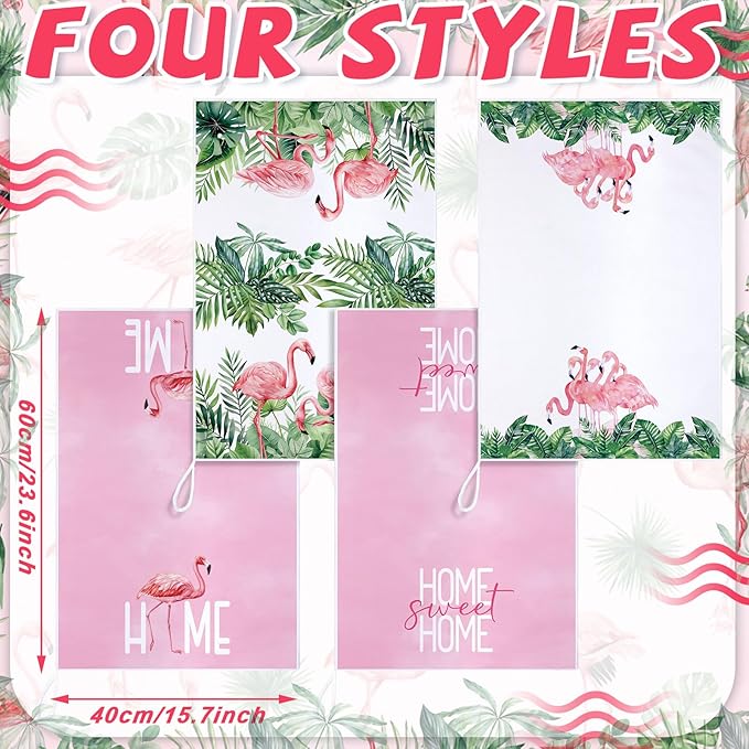 Geyoga 6 Pcs Spring Floral Kitchen Towels Flamingo Dish Hand Towels Sunflower - Image 3