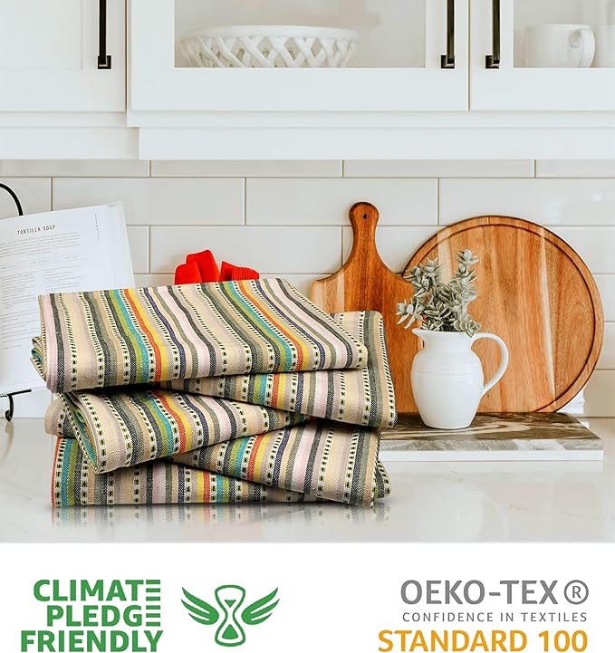 Urban Villa Kitchen Towels Beige Stripes Dish Towels - Image 3