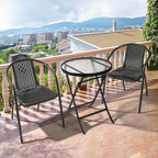 VINGLI PE Rattan Outdoor Dining Chairs Set of 4, Plastic Stackable Patio Chairs for Indoor, Porch, Restaurant, Garden, Black - Image 2