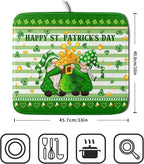 Shamrock Gnome Dish Drying Mat Coin Clover Dishes Fast Dry Mat 16x18 inch - Image 2