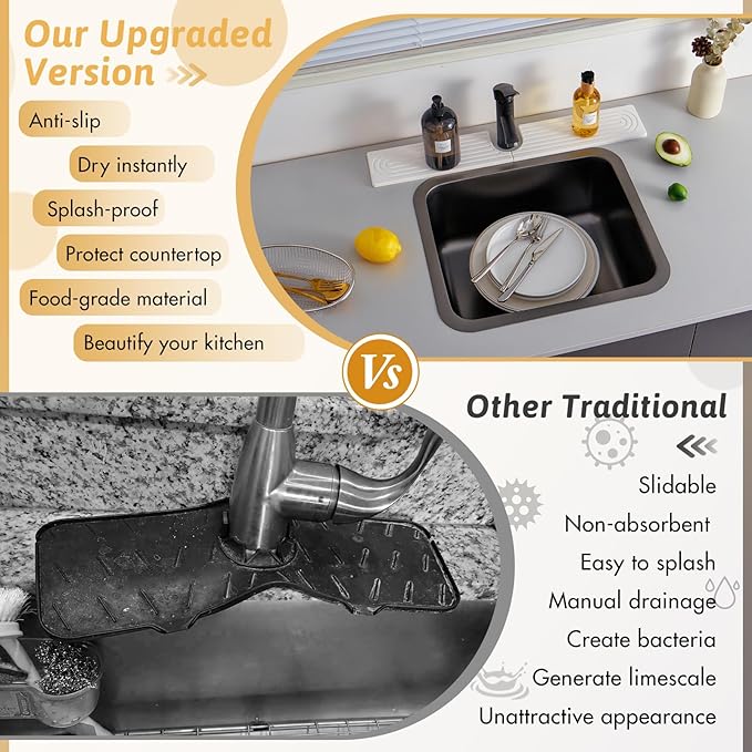 U Shape Sink Draining Mat Behind Faucet, Super Absorbent Diatomite Fast Drying - Image 7