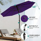 AreShark 9 FT Patio Umbrella for Outdoor, Outdoor Table Umbrella with Push Button Tilt and Crank, Outdoor Patio Umbrellas with 8 Sturdy Ribs for Market, Garden, Pool (Dark Purple) - Image 5