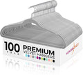 HOUSE DAY Premium Velvet Hangers 100 Pack Grey, Non-Slip Flocked Felt Hangers by HOUSEDAY