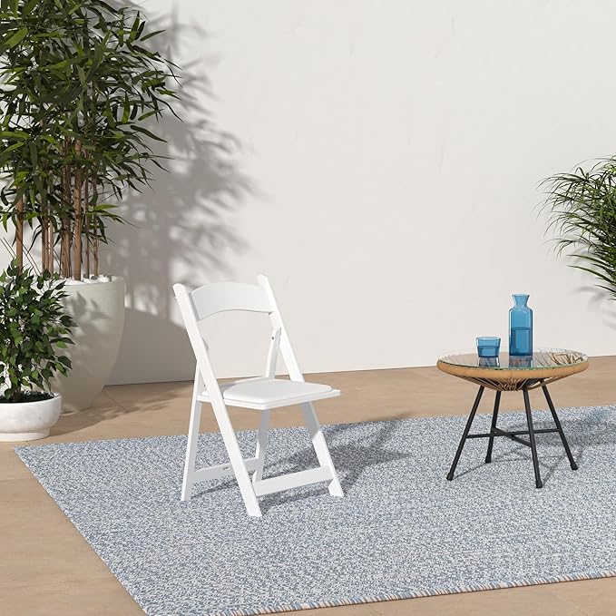 Simplex Furniture Modern White Resin Foldable Chair - 24 Pack, Stackable, Lightweight, Indoor/Outdoor, Rental Grade - Folding Chairs with Padded Seats - Image 2