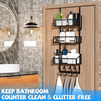 Over The Door Hooks Organizer, Coat Rack Over The Door Storage Hanger Towel Rack - Image 3