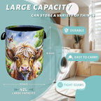 Highland Cow Laundry Basket Floral Foldable Funny Laundry Hamper Oxford Cloth - Image 2