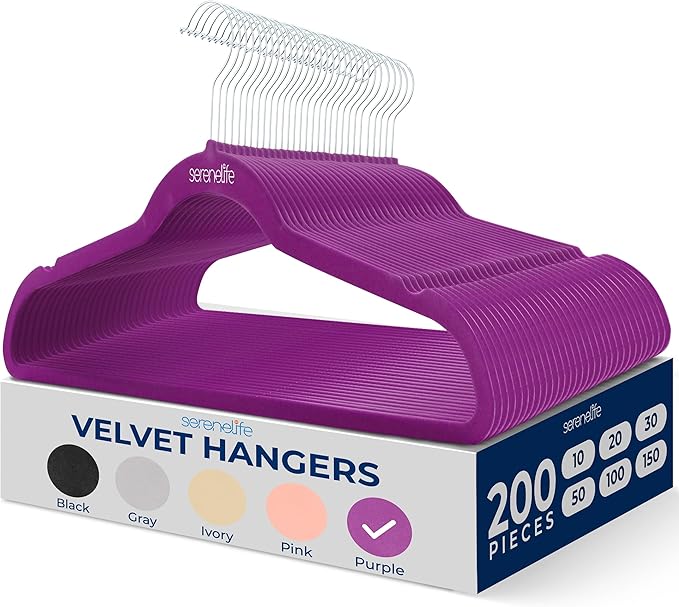 SereneLife 200 Pack Velvet Hangers by SereneLife