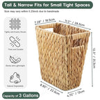 3 Gallon Wicker Trash Can, Woven Water Hyacinth Wicker Waste Basket - Image 2