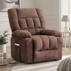 Sweetcrispy Power Lift Recliner Chair with Vibration Massage and Heat for Adults, Ergonomic Overstuffed Breathable Fabric Reclining Chair with Side Pockets, Remote Control, Living Room, Bedroom, Brown - Image 2