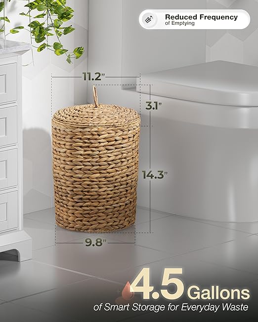 BLUEWEST 4.5 Gallons Wicker Trash Can - Image 3