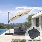 PURPLE LEAF 8 Feet Square Cantilever Umbrella Patio Umbrella with Base Outdoor Umbrella Aluminum with 360-degree Rotation for Garden Deck Pool Patio Beige - Image 3