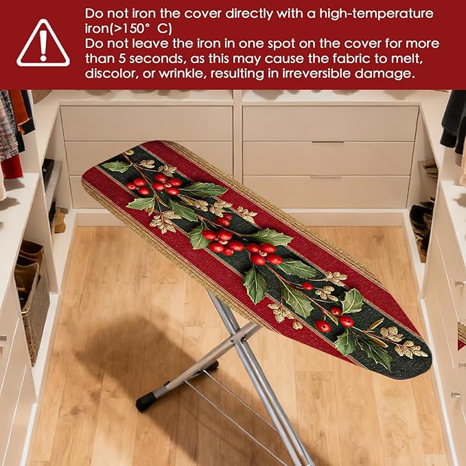 Nuxovilar Ironing Board Covers Winter Holly Berries Pattern Polyester 15x54 - Image 4