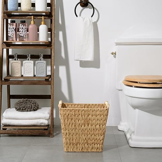 GRANNY SAYS Bathroom Wastebasket, Wicker Trash Can - Image 2