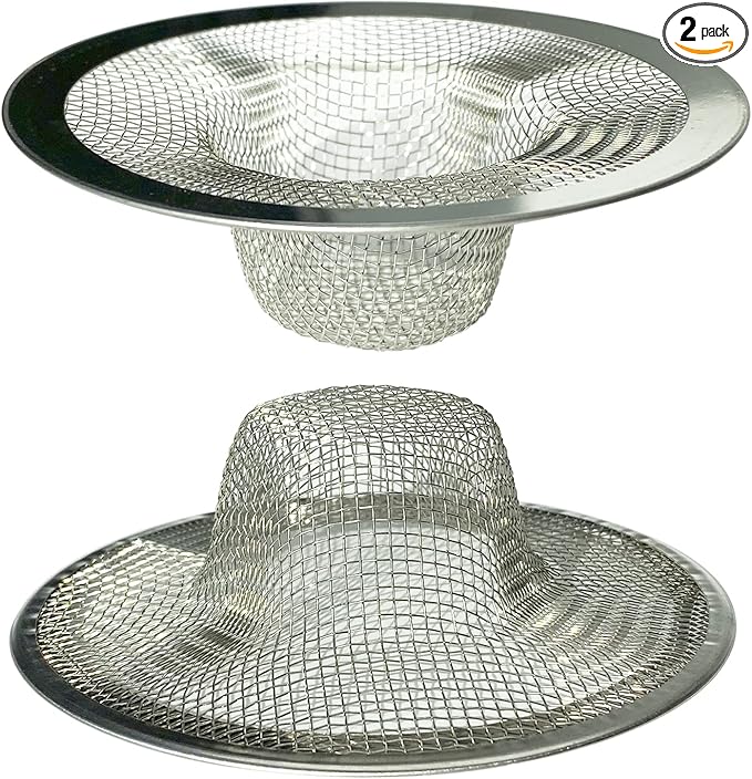 Sink Strainer 2Pcs Stainless Steel Metal Mesh Sink Drain Strainer Large Wide by GXONEHomeKitchen