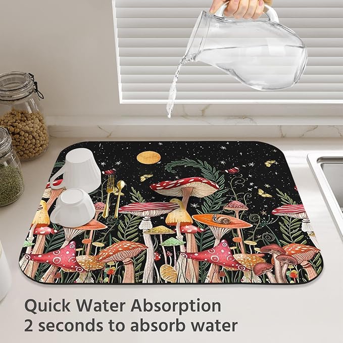 Dish Drying Mat for Kitchen Counter 16x18 Inch, Super Absorbent Dish Drainer Mat - Image 3