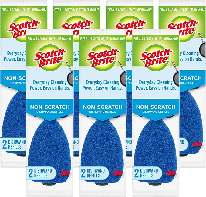 Scotch-Brite Non-Scratch Dishwand Refill, 14 Dish Wand Sponge Refills, Removes by Scotch-Brite