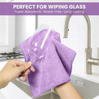 Microfiber Cleaning Cloth, 12 Pack Purple Cleaning Rags - Image 4