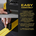 BLACK & YELLOW 4-Tier Heavy Duty Plastic Storage Shelves that Support up to 100lbs/shelf, Organization and Storage, Weather-Resistant Design, Easy Assembly, Made in The USA (55H x 24W x 20D) - Image 6