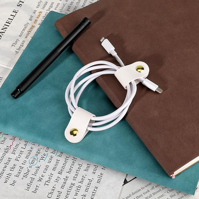 6pcs Leather Cord Organizer Reusable Cable Straps PU Leather Cable Organizer - Image 5