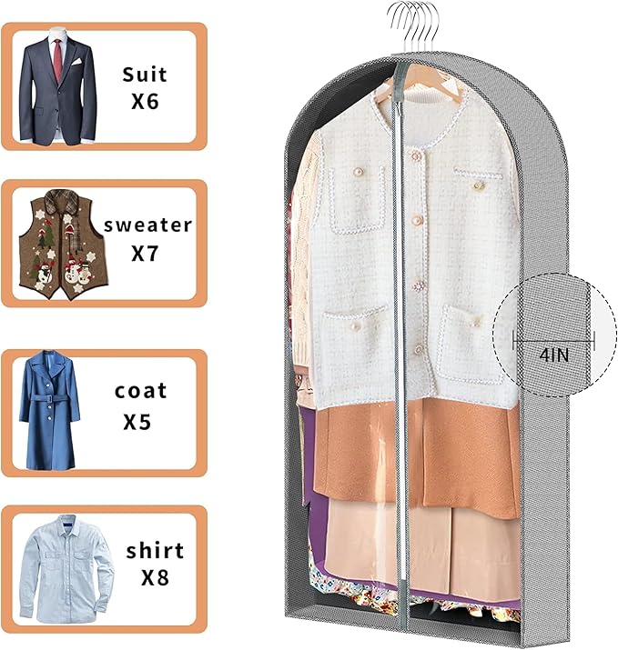 3 Pcs Garment Bags, Hanging Clothes Covers - Image 4