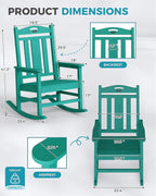 Ciokea Oversized Outdoor Rocking Chair, 380lbs Heavy-Duty Large Patio Rocker, Weather Resistant & Anti-Fade Porch Chair, High Back Cozy Rocking Chair for Outside, Fire Pit, Deck, Garden, Aruba Blue - Image 3
