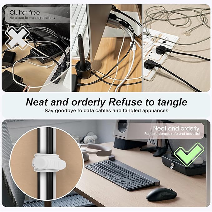 Nearockle 16Pcs 4.2" Silicone Cable Ties Cord Organizer - Image 5
