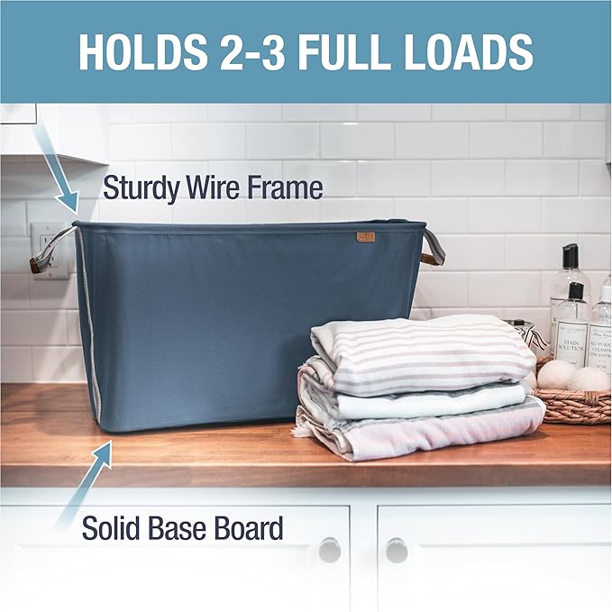 CleverMade Collapsible Laundry Basket LUXE 2 Pack – 60 L Foldable Cotton Blend - Image 2