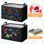 2 Pcs Rectangle Gamer Laundry Basket Hamper Foldable Kids Laundry Baskets Boys - Image 4