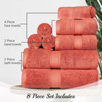 SUPERIOR Egyptian Cotton Pile 8 Piece Towel Set, Includes 2 Bath, 2 Hand - Image 7