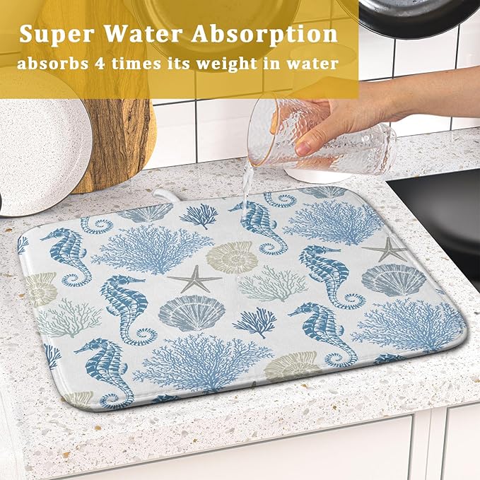 Blue Coral Dish Drying Pad 18 x 24 Inch - Image 7