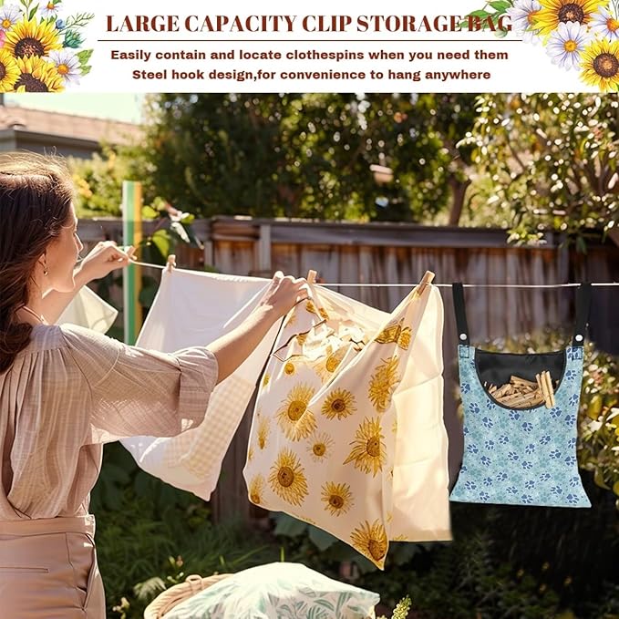 Clothes Pin Hanging Bag with Big Opening Storage Clothes Pins & Mini Clothespins - Image 5