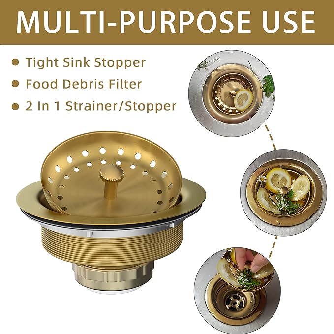 Kitchen Sink Drain Gold Sink Drain Strainer - Image 3
