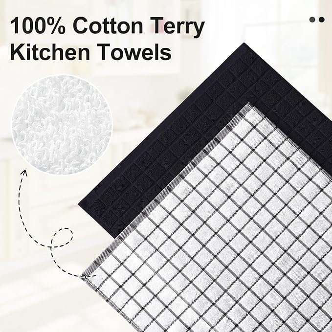 Homaxy Premium Cotton Kitchen Towels 16"x 28", Large Natural Ring Spun 390 GSM - Image 2