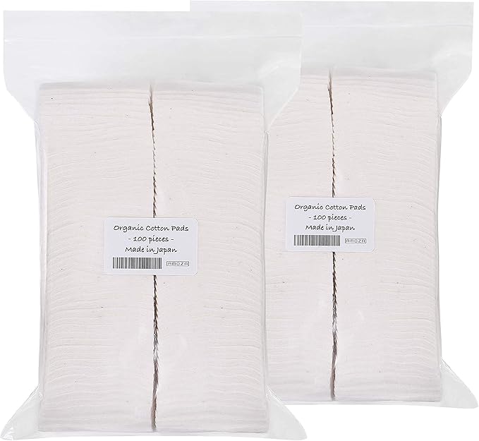 Japanese Organic Cotton Pads 100 Pieces 100% Organic Unbleached by AMOZA