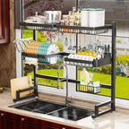 Over The Sink Dish Drying Rack 27-40L x 12W x 32.5-37H Snap-On Design 2 Tier - Image 7